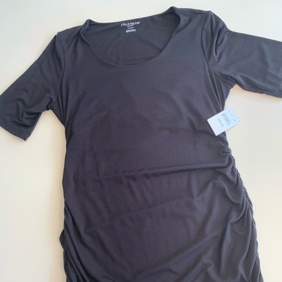 Black cotton maternity Pea in the Pod midi dress - Picture 1 of 4